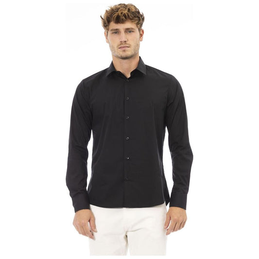 Elegant Black Cotton Blend Italian Shirt