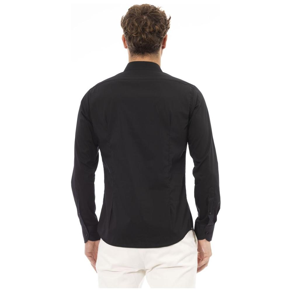 Elegant Black Cotton Blend Italian Shirt