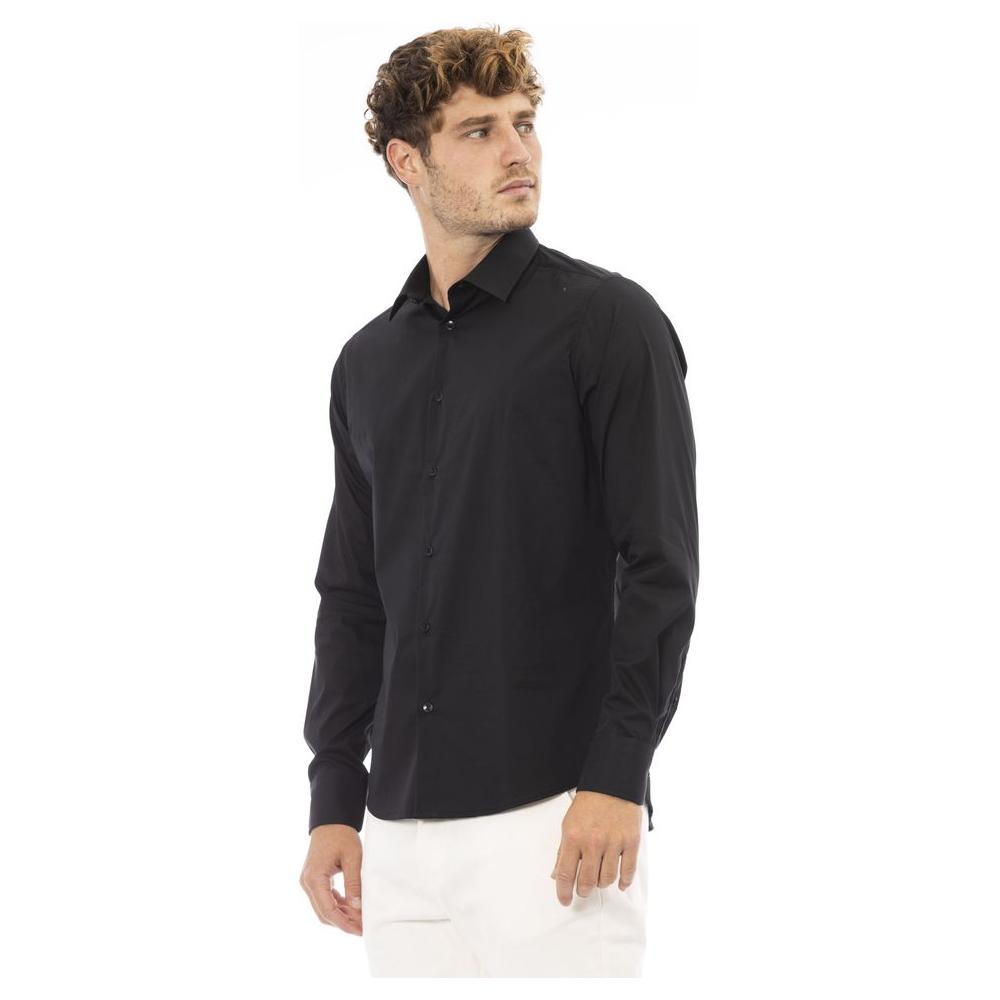 Elegant Black Cotton Blend Italian Shirt