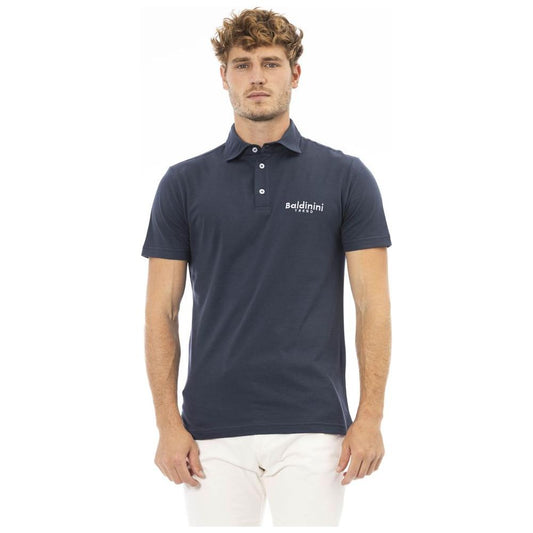 Elegant Blue Cotton Polo with Embroidered Logo