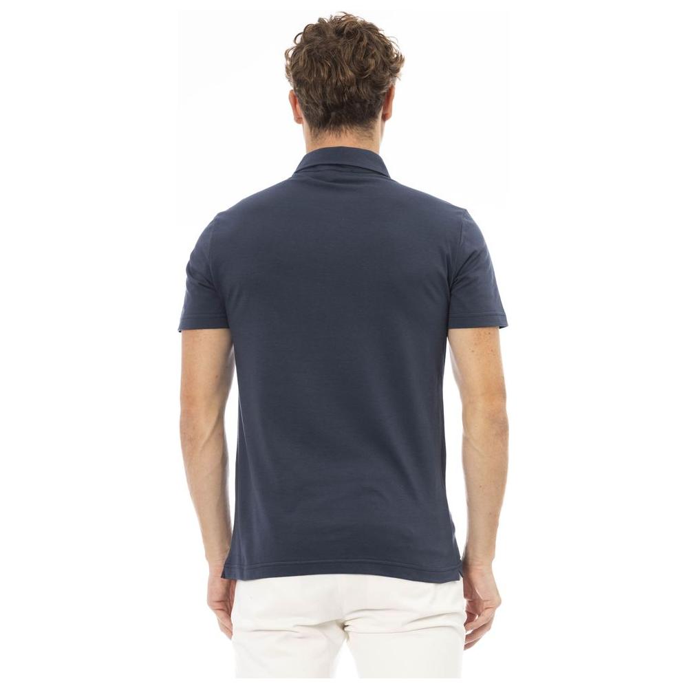 Elegant Blue Cotton Polo with Embroidered Logo