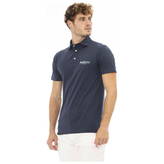 Elegant Blue Cotton Polo with Embroidered Logo