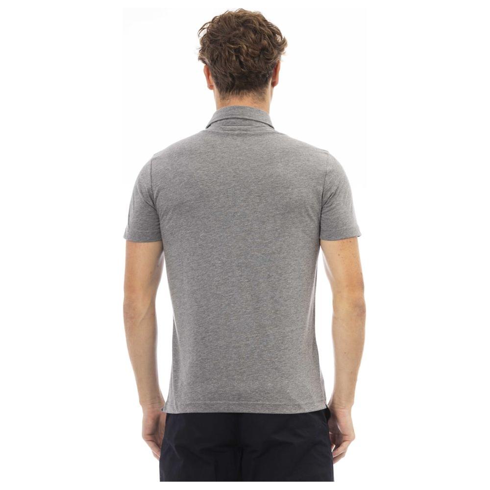 Refined Gray Cotton Polo with Embroidered Logo