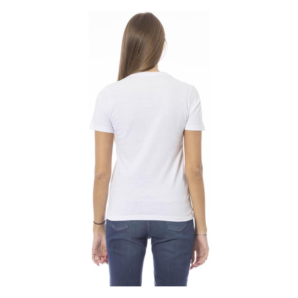 Chic White Cotton Tee with Signature Detail