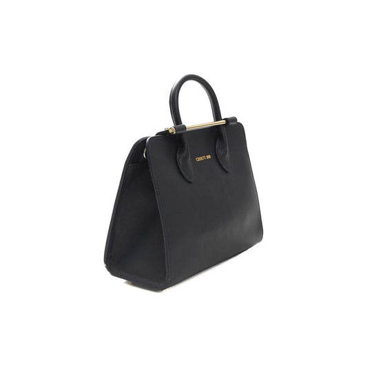 Cerruti 1881 | Elegant Blue Calf Leather Shoulder Bag with Golden Accents| McRichard Designer Brands   