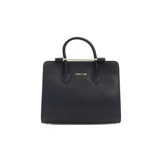 Cerruti 1881 | Elegant Blue Calf Leather Shoulder Bag with Golden Accents| McRichard Designer Brands   