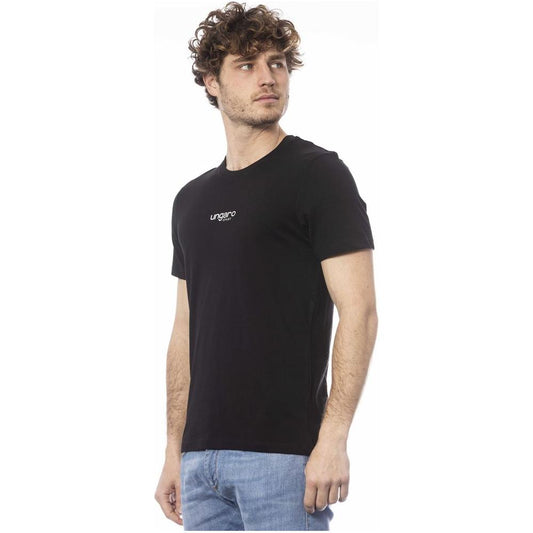 Ungaro Sport | Sleek Black Cotton Crew Neck T-Shirt| McRichard Designer Brands   