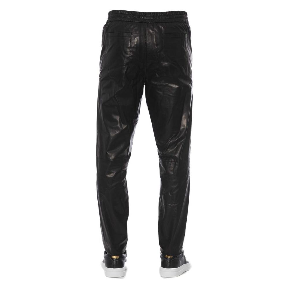 Sleek Black Leather Trousers for Men Trussardi