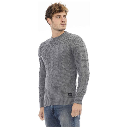 Distretto12 Elegant Gray Crewneck Wool Blend Sweater gray-wool-sweater-7