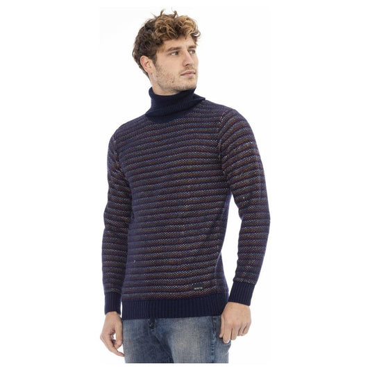 Distretto12 Elegant Turtleneck Sweater in Sumptuous Blue blue-wool-sweater-15