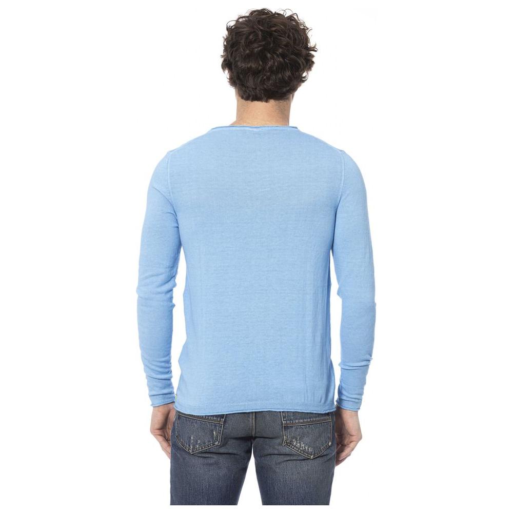 Distretto12 Elegant Light Blue Crewneck Cotton Sweater light-blue-cotton-sweater-2