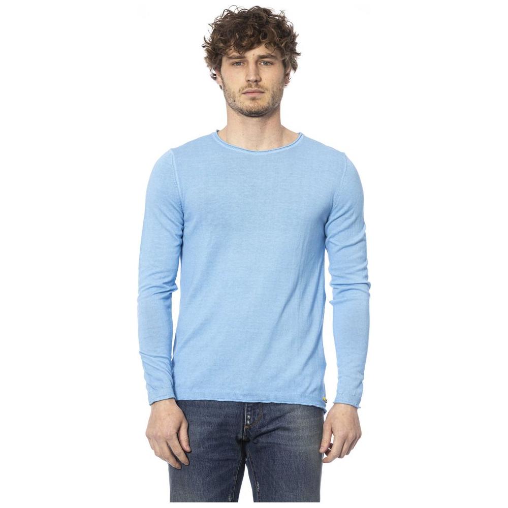 Distretto12 Elegant Light Blue Crewneck Cotton Sweater light-blue-cotton-sweater-2