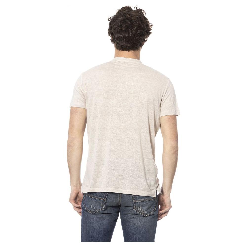 Distretto12 Beige Short Sleeve Linen Sweater beige-linen-t-shirt