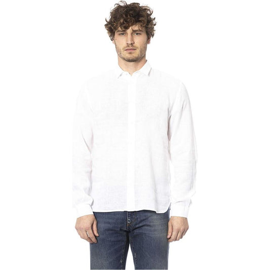 Distretto12 Elegant White Linen Italian Shirt white-linen-shirt-2