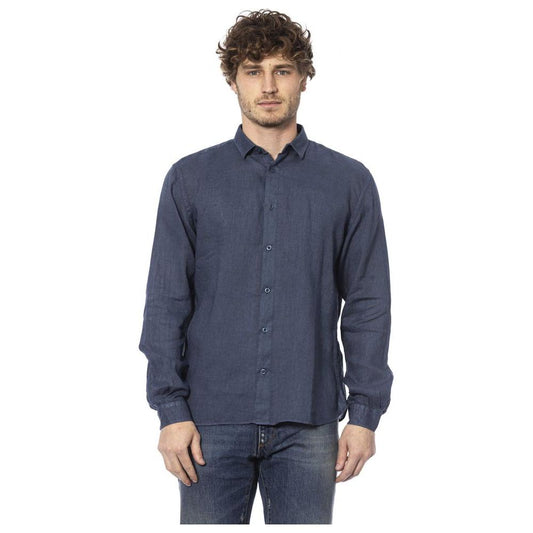 Distretto12 Elegant Blue Linen Shirt for Men blue-linen-shirt-4