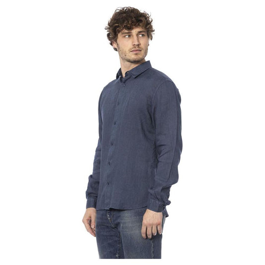 Distretto12 Elegant Blue Linen Shirt for Men blue-linen-shirt-4
