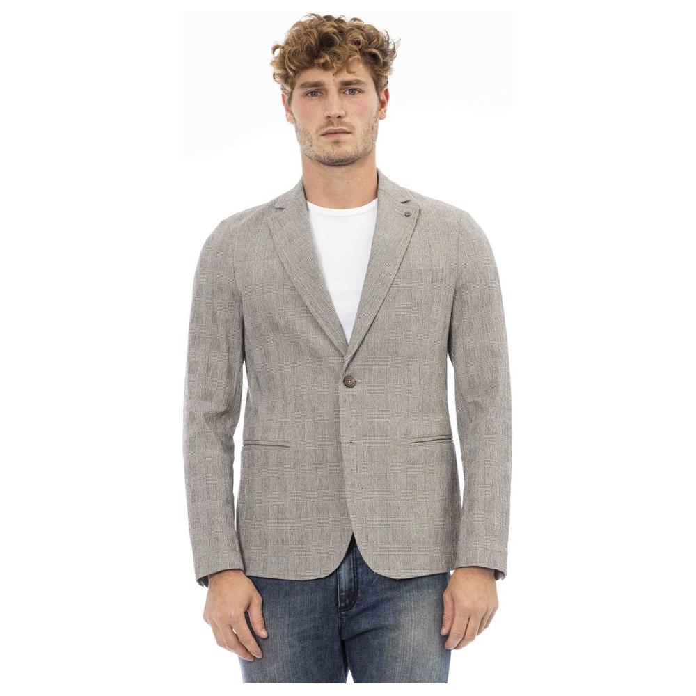 Distretto12 Elegant Beige Cotton Blend Jacket elegant-beige-cotton-blend-jacket