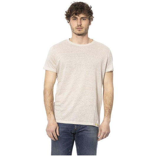 Distretto12 | Beige Crew Neck Cotton T-Shirt| McRichard Designer Brands   