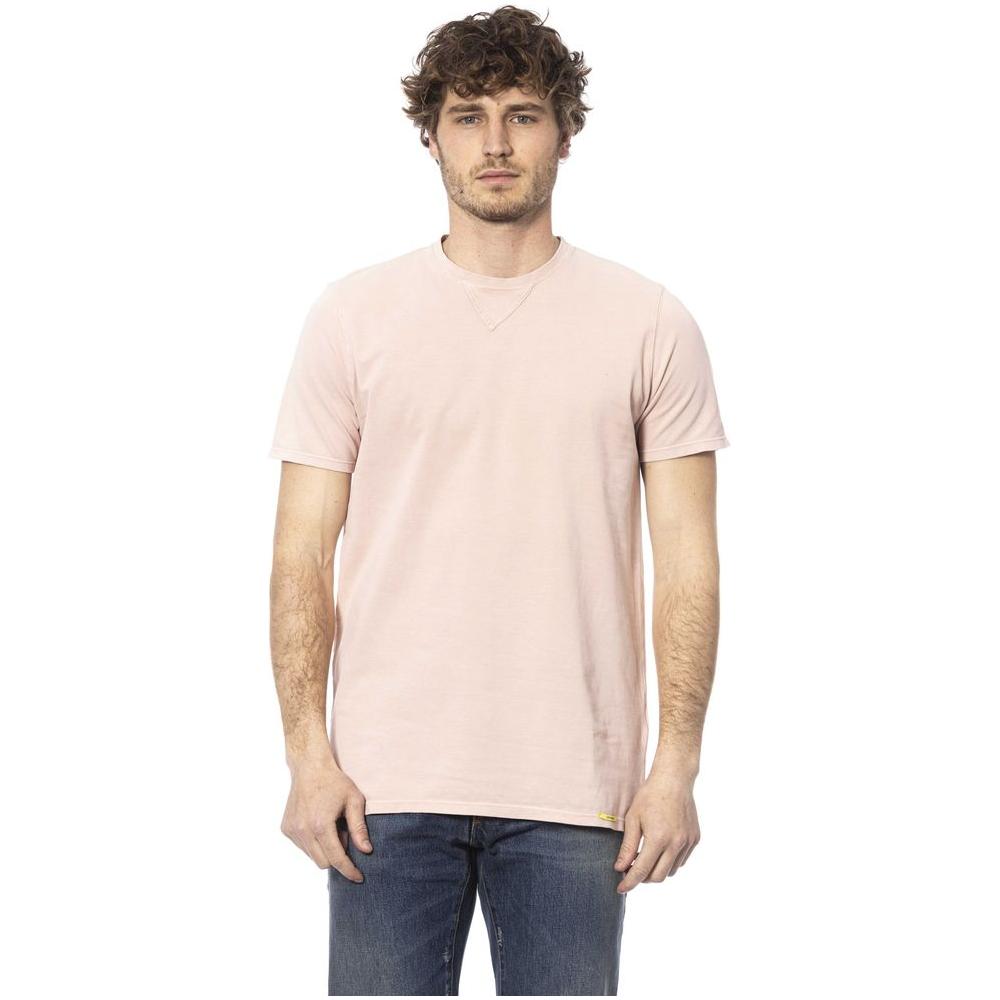 Distretto12 Chic Pink Crew Neck Cotton Tee pink-cotton-t-shirt-1