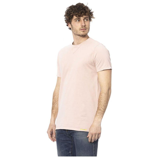 Distretto12 Chic Pink Crew Neck Cotton Tee pink-cotton-t-shirt-1