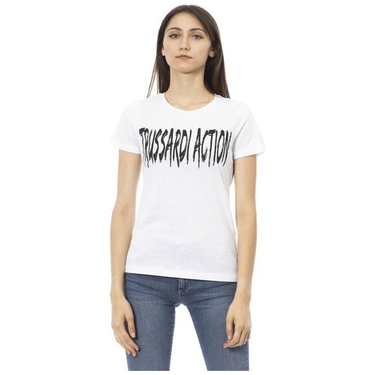 Trussardi Action Elegant Short Sleeve Tee with Chic Front Print white-cotton-tops-t-shirt-19