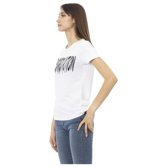 Trussardi Action Elegant Short Sleeve Tee with Chic Front Print white-cotton-tops-t-shirt-19