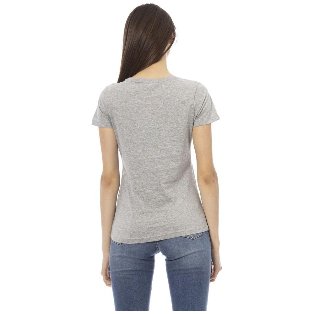 Trussardi Action Elegant Gray Cotton-Blend Tee with Chic Print gray-cotton-tops-t-shirt-7