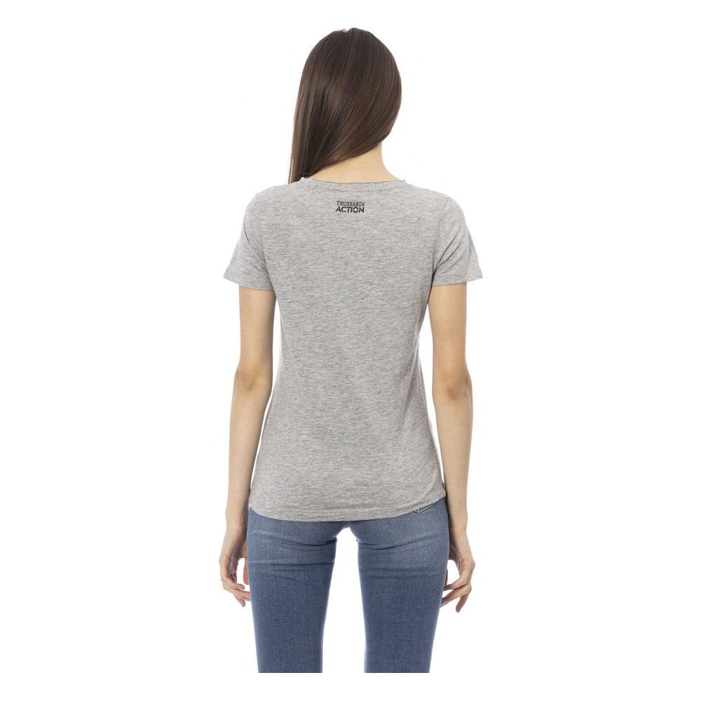Trussardi Action Chic Gray Short Sleeve Round Neck Tee gray-cotton-tops-t-shirt-6