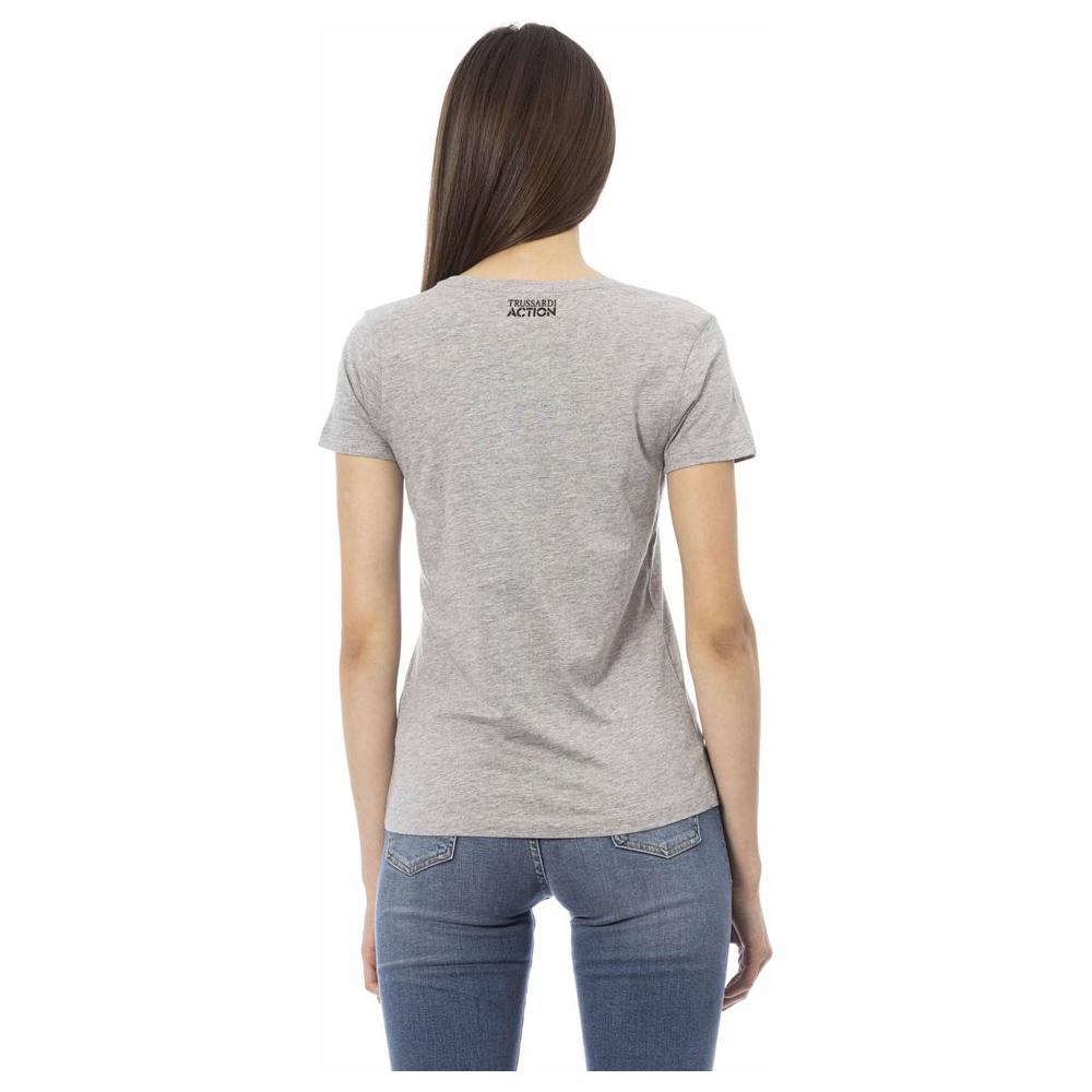 Trussardi Action Chic Gray Cotton Blend Tee with Unique Print gray-cotton-tops-t-shirt-5