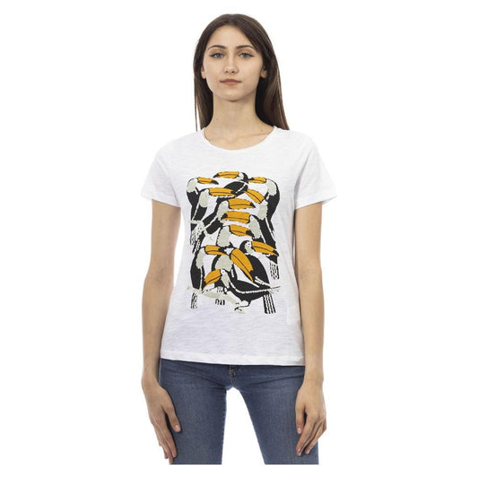 Trussardi Action Chic White Short Sleeve Tee with Exclusive Print white-cotton-tops-t-shirt-8