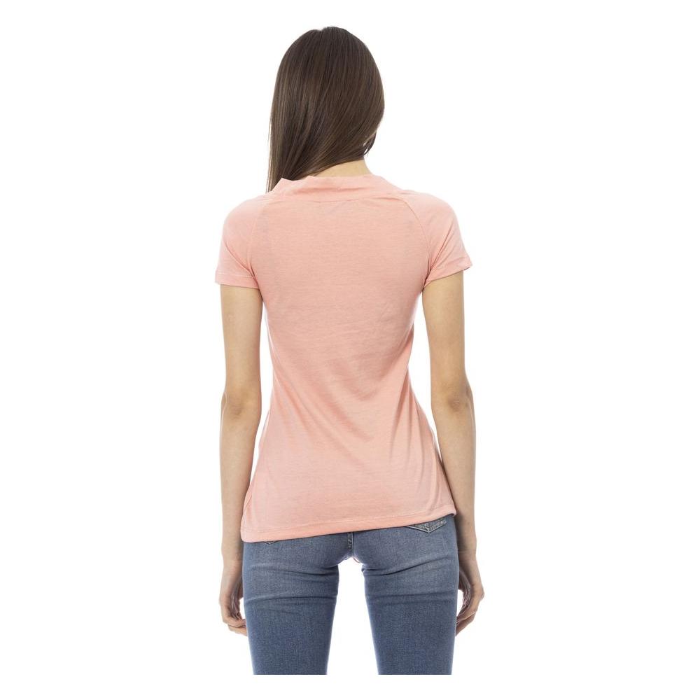 Trussardi Action Elegant Pink Short Sleeve Tee with Chic Print pink-cotton-tops-t-shirt-7