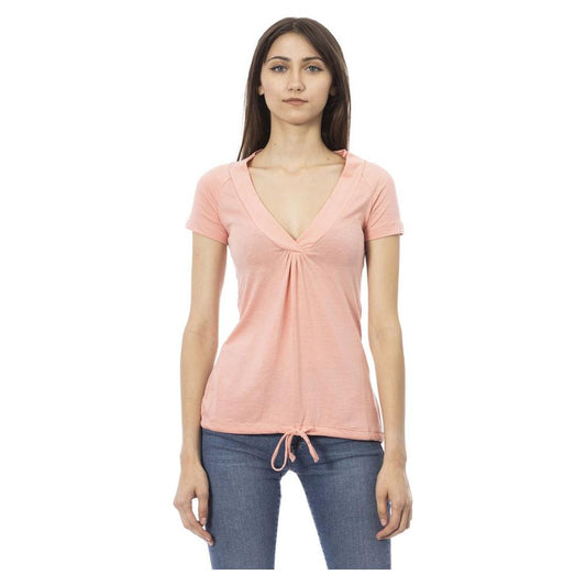 Trussardi Action Elegant Pink Short Sleeve Tee with Chic Print pink-cotton-tops-t-shirt-7 product-24173-1848655582-e21b46c8-046.jpg