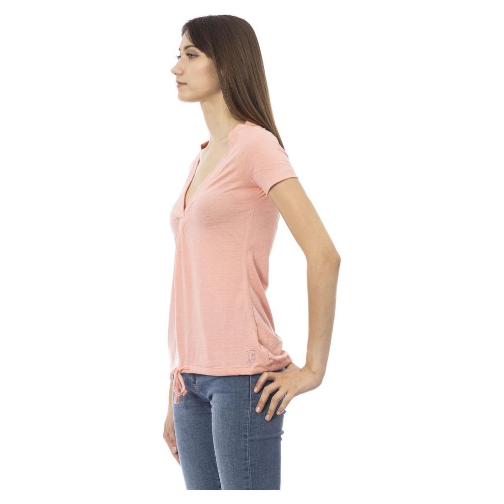 Trussardi Action Elegant Pink Short Sleeve Tee with Chic Print pink-cotton-tops-t-shirt-7
