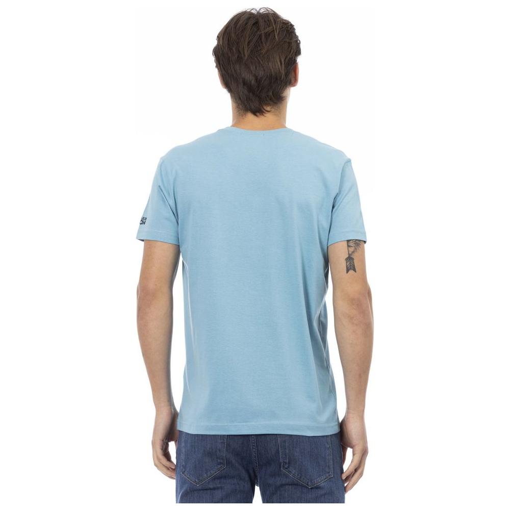 Trussardi Action V-Neck Cotton Blend Tee with Stylish Print light-blue-cotton-t-shirt-4