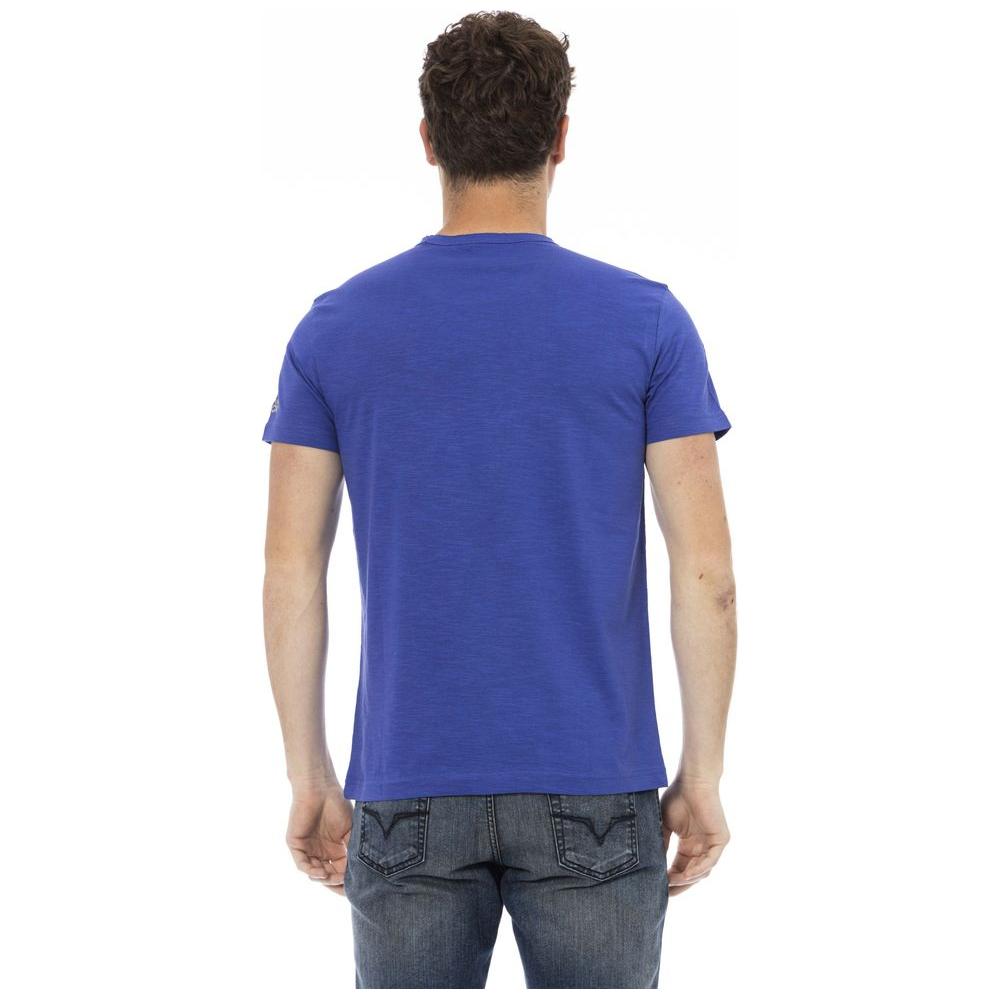 Trussardi Action Sleek Blue Cotton Tee with Unique Front Print blue-cotton-t-shirt-41