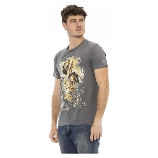 Trussardi Action Chic Gray Cotton Tee with Statement Print gray-cotton-t-shirt-16