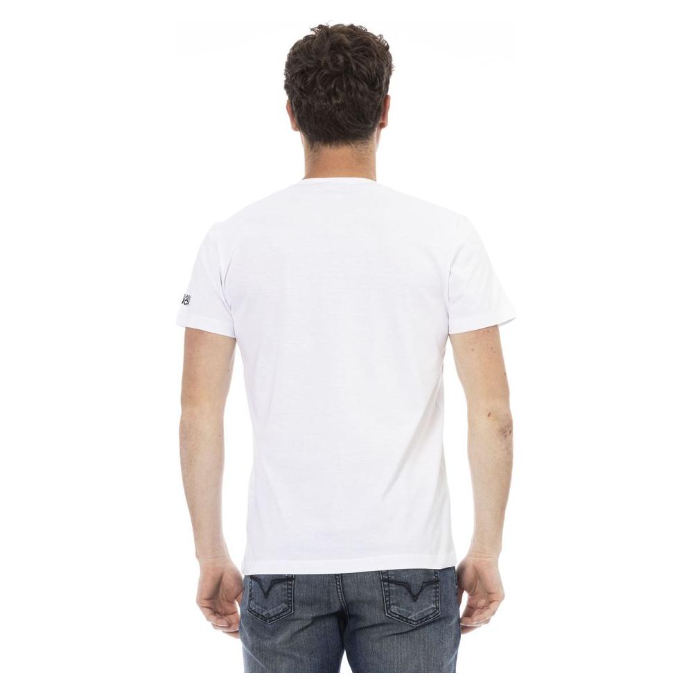 Trussardi Action Elegant White V-Neck Tee with Front Print white-cotton-t-shirt-44