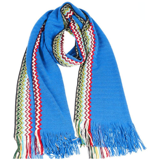 Missoni Elegant Fringed Geometric Fantasy Scarf blue-wool-scarf-8