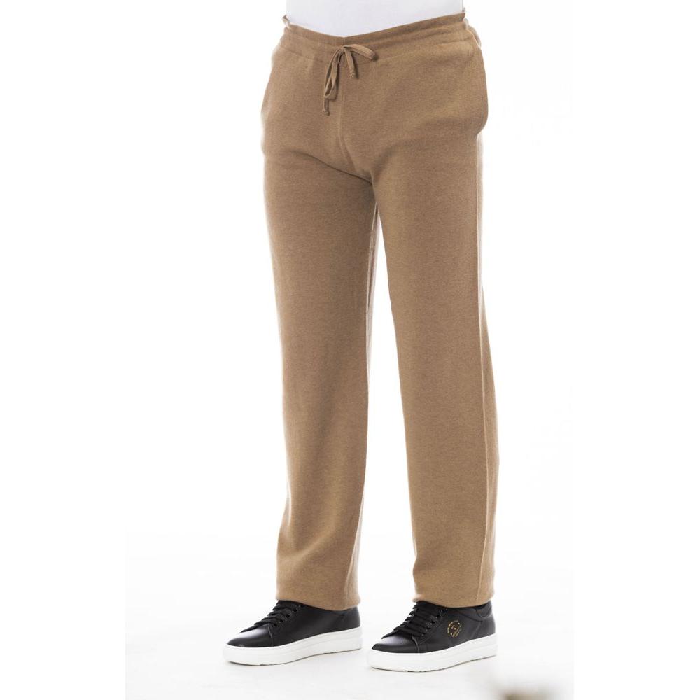Alpha Studio Elegant Beige Drawstring Trousers beige-lw-jeans-pant-1