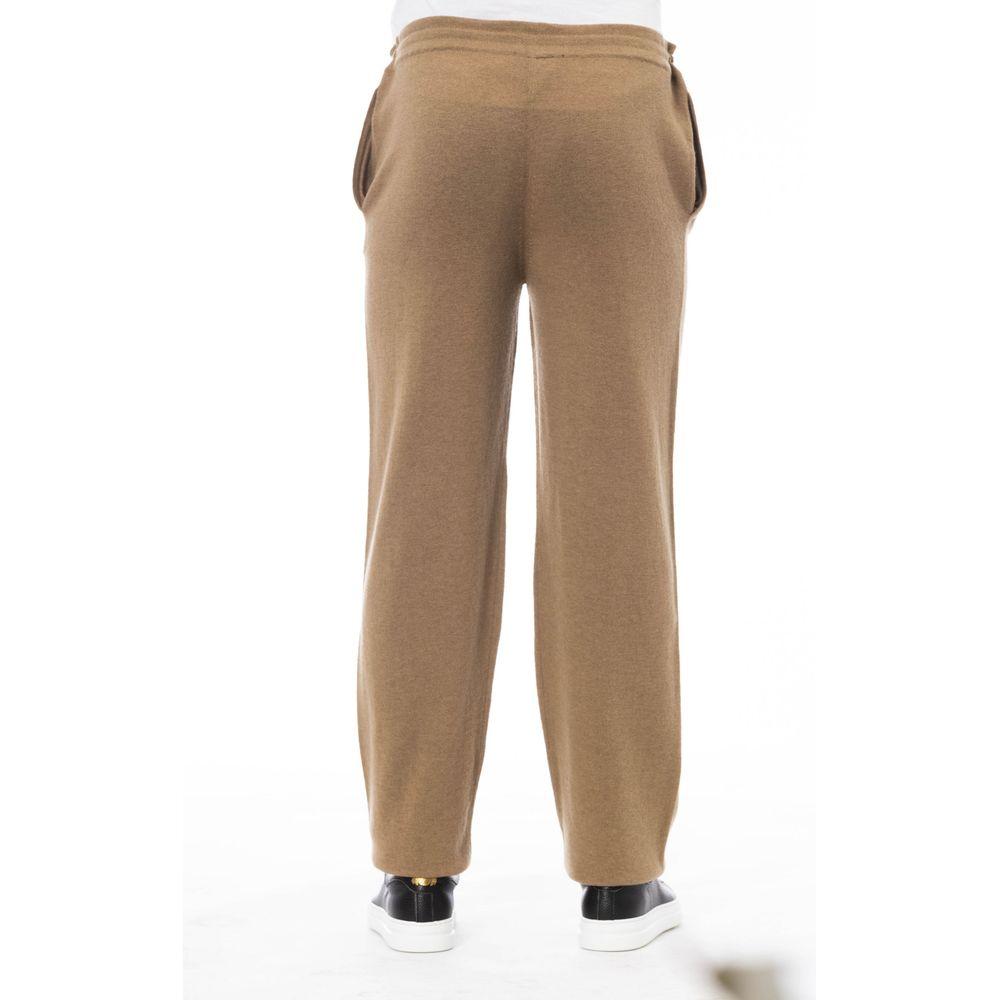 Alpha Studio Elegant Beige Drawstring Trousers beige-lw-jeans-pant-1