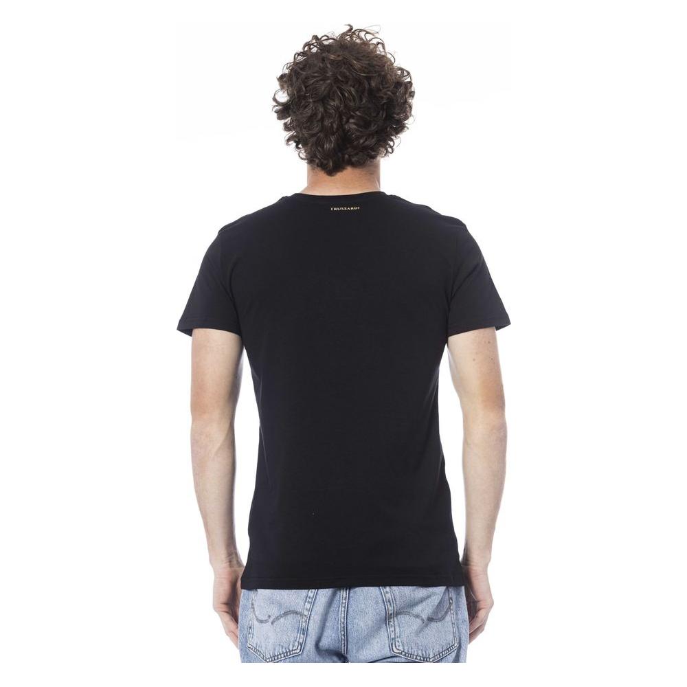 Trussardi Beachwear Black Cotton T-Shirt black-cotton-t-shirt-37