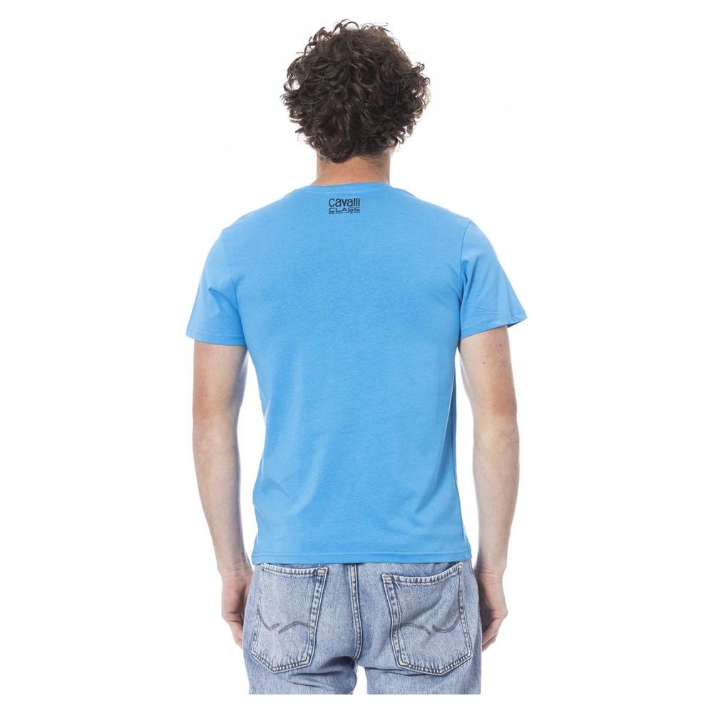 Cavalli Class Light Blue Cotton T-Shirt light-blue-cotton-t-shirt-10