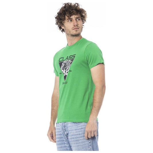 Cavalli Class Green Cotton T-Shirt green-cotton-t-shirt-24
