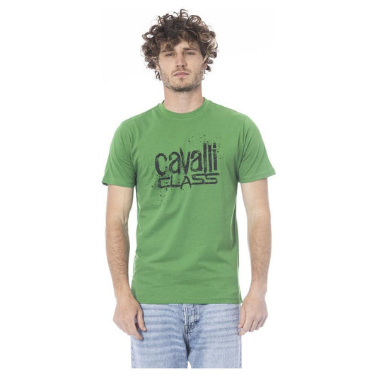 Cavalli Class Green Cotton T-Shirt green-cotton-t-shirt-19