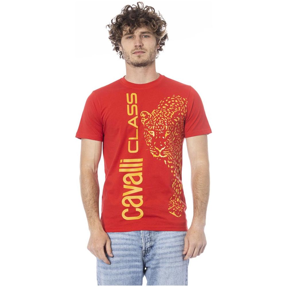 Cavalli Class Red Cotton T-Shirt red-cotton-t-shirt-16