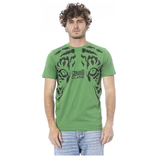 Cavalli Class Green Cotton T-Shirt green-cotton-t-shirt-17