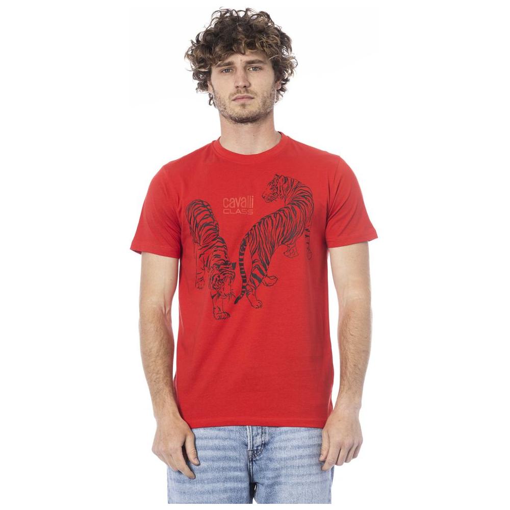 Cavalli Class Red Cotton T-Shirt red-cotton-t-shirt-12