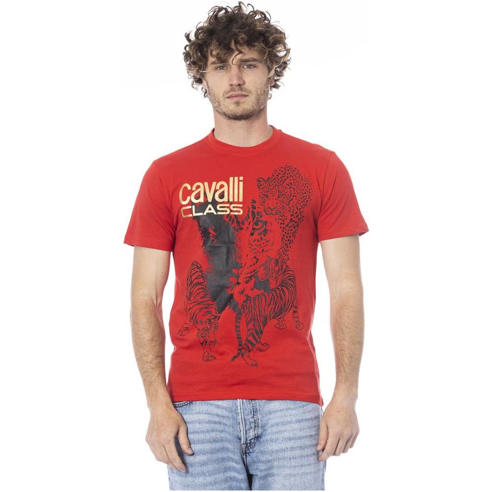 Cavalli Class Red Cotton T-Shirt red-cotton-t-shirt-14