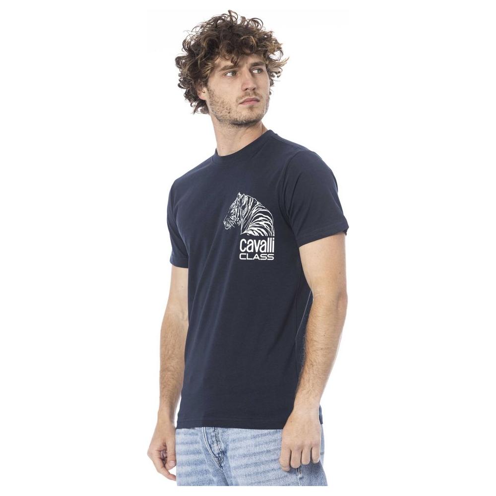 Cavalli Class Blue Cotton T-Shirt blue-cotton-t-shirt-43