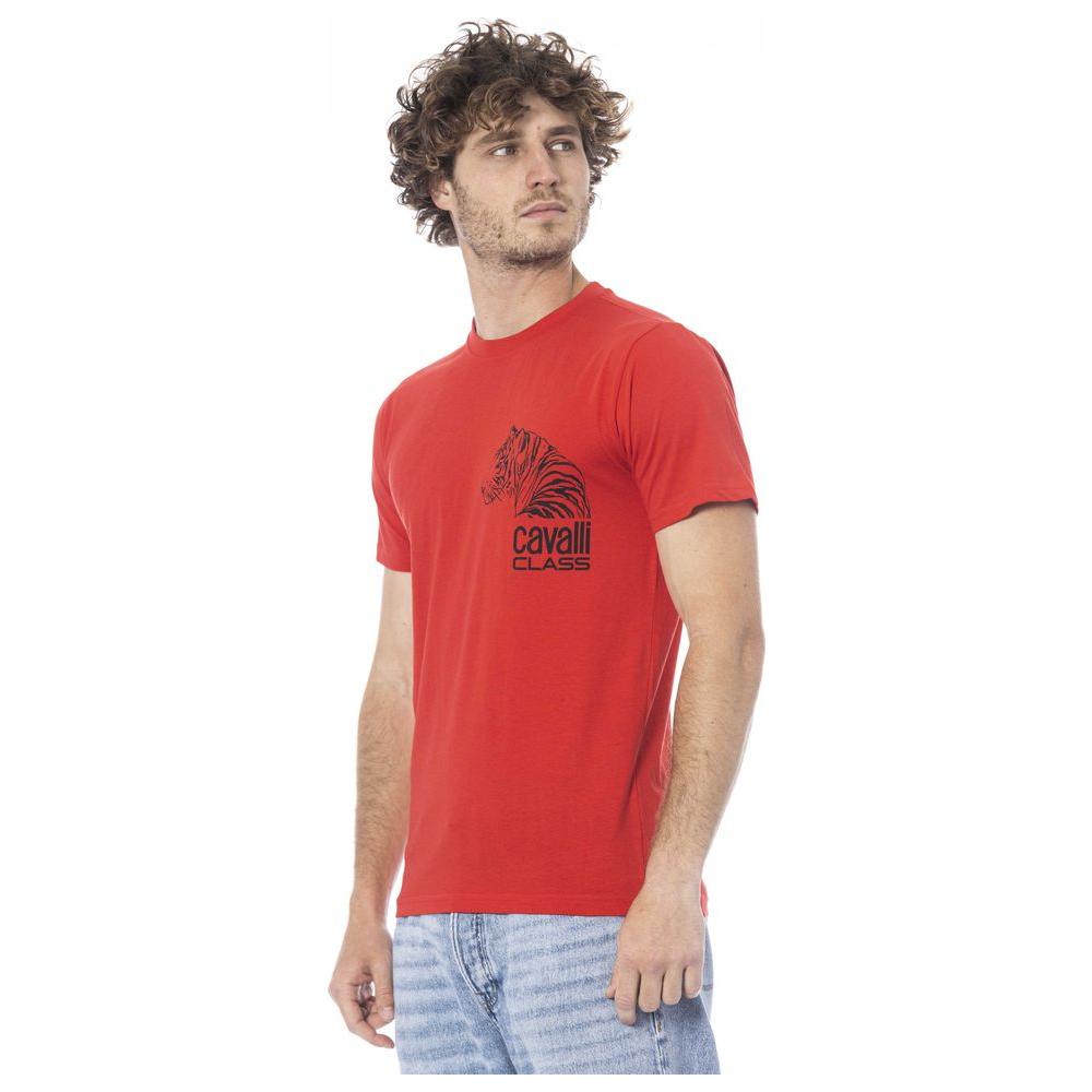 Cavalli Class Red Cotton T-Shirt red-cotton-t-shirt-11